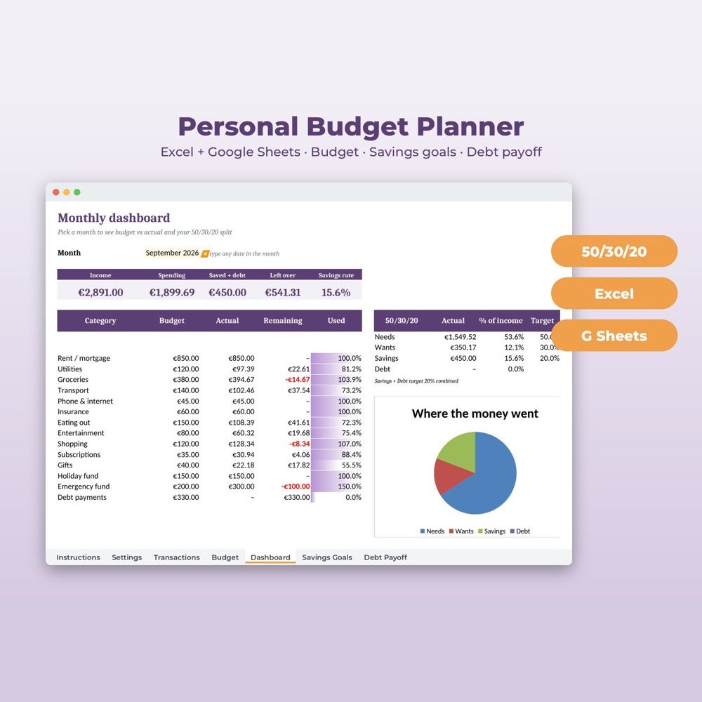 Personal Budget Planner product preview