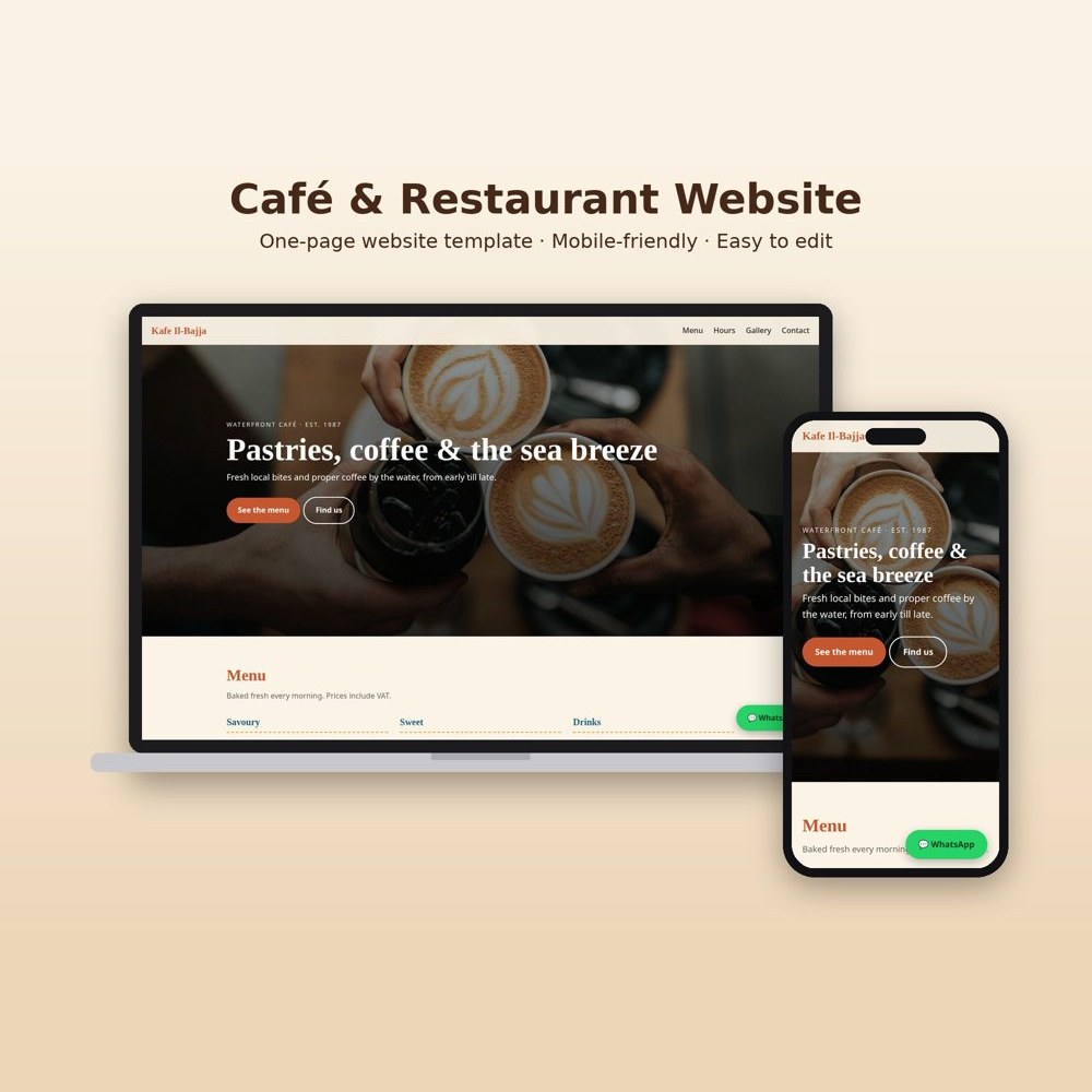 Café and Restaurant Website Template product preview