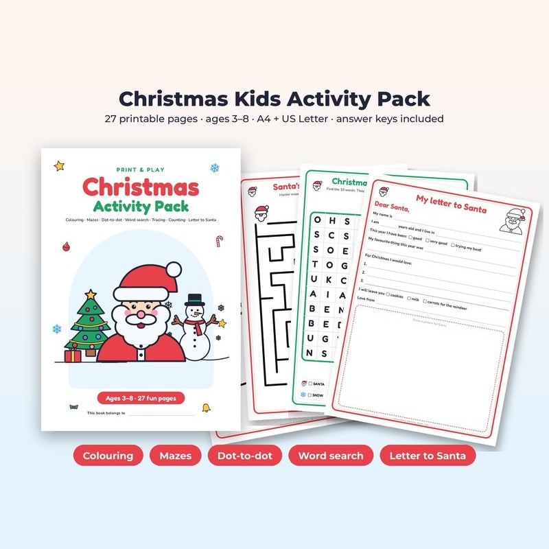 Christmas Kids Activity Pack mockup