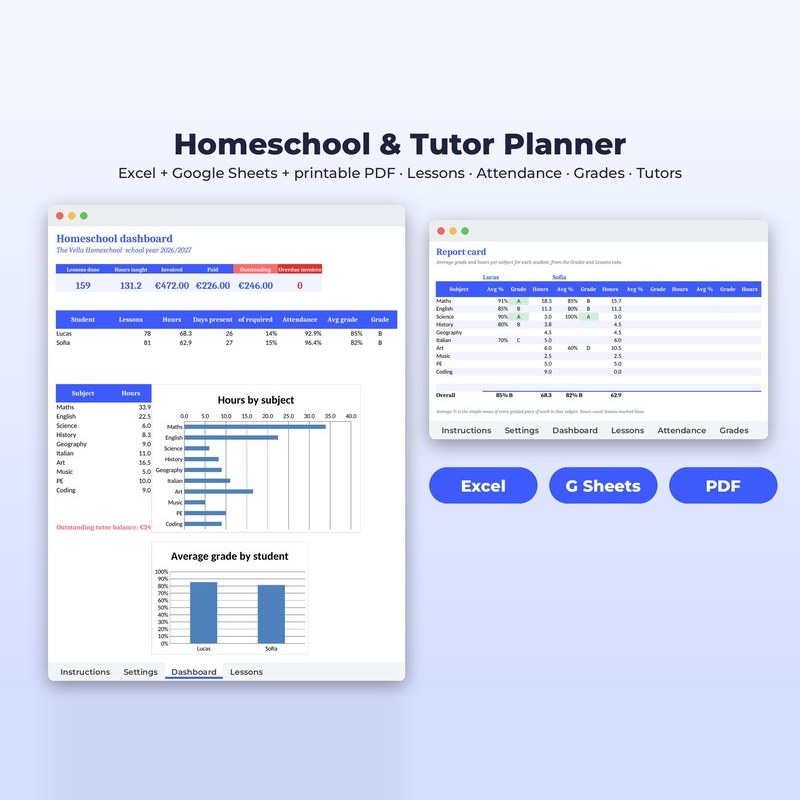 Homeschool and Tutor Planner product preview