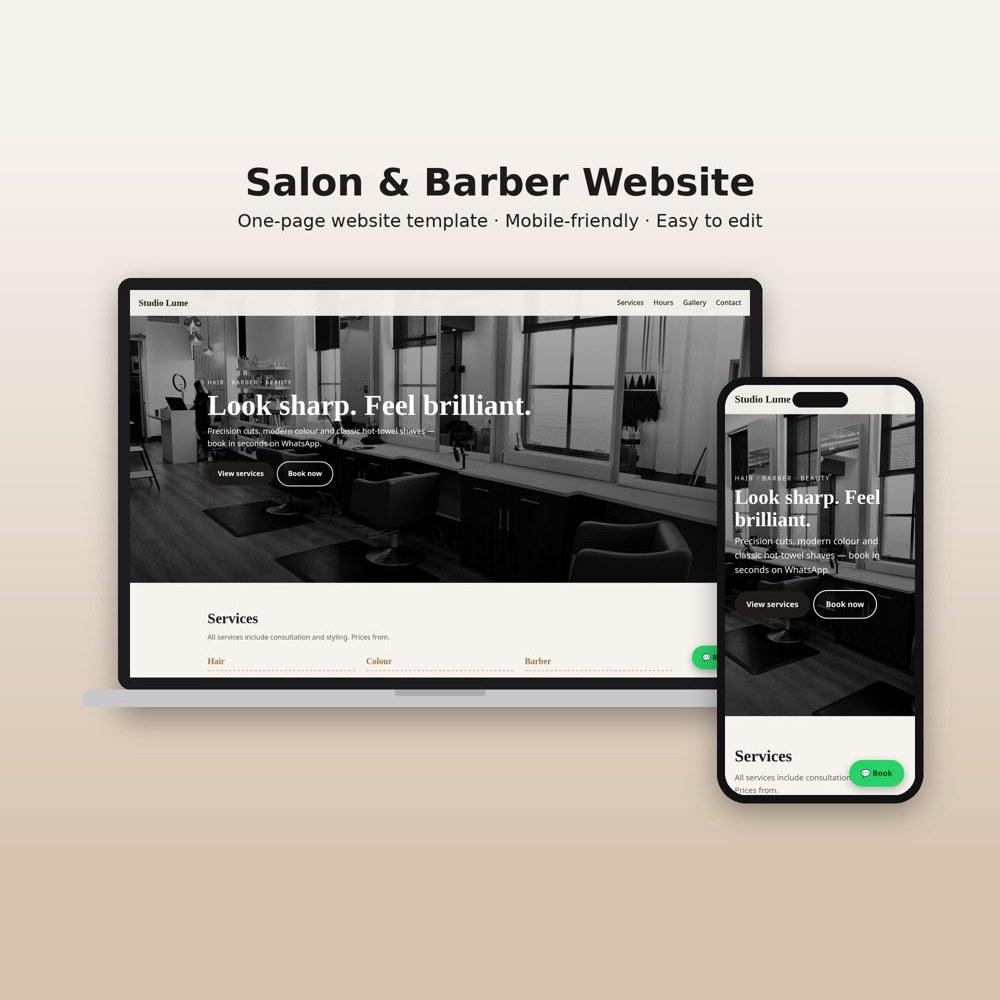 Salon and Barber Website Template product preview
