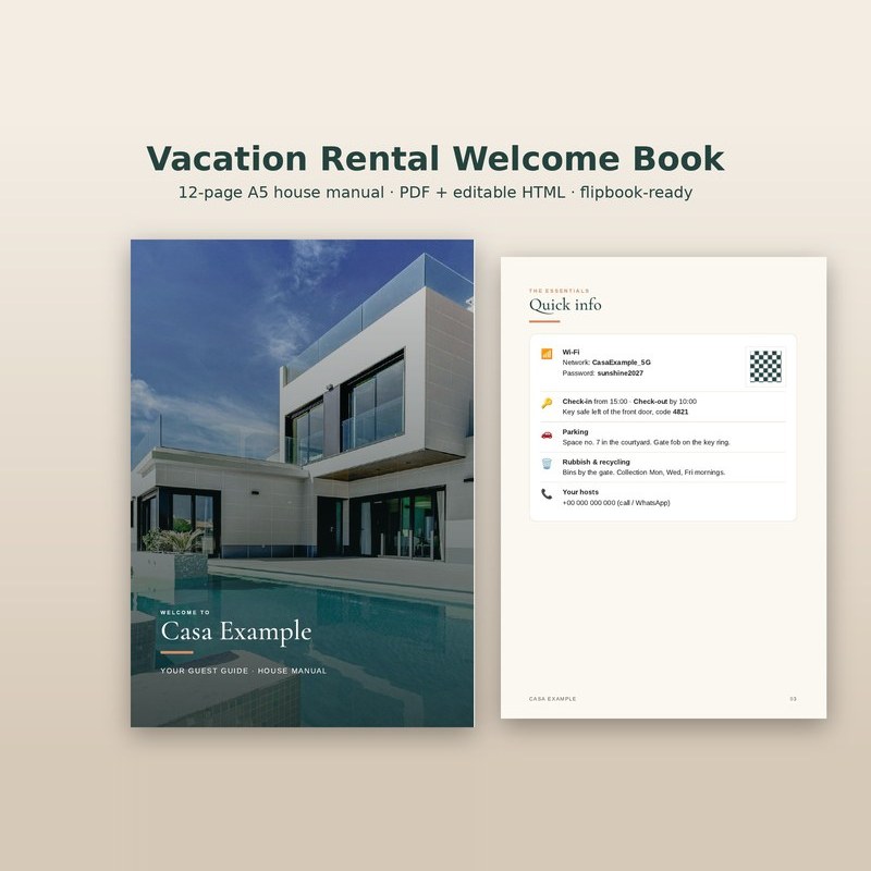 Vacation Rental Welcome Book product preview