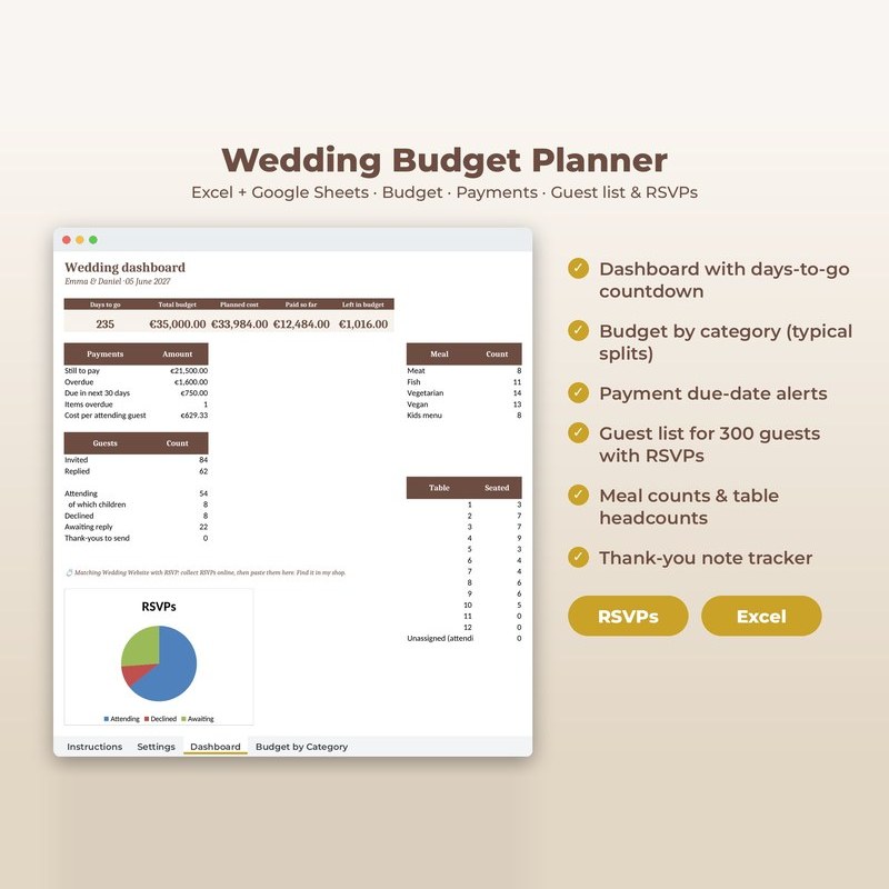 Wedding Budget Planner product preview